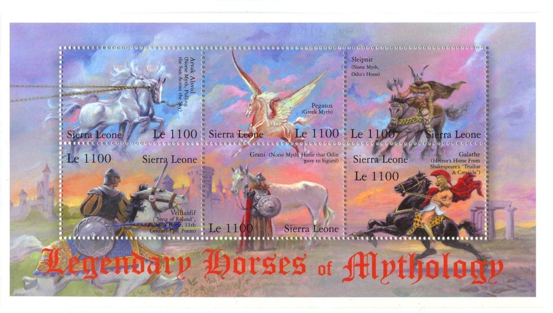Alle Briefmarken: Block "Pegasos, Sleipnir, Veiflanfif". Sierra Leone. – Neu und originalverpackt aus Basel von Butsch5