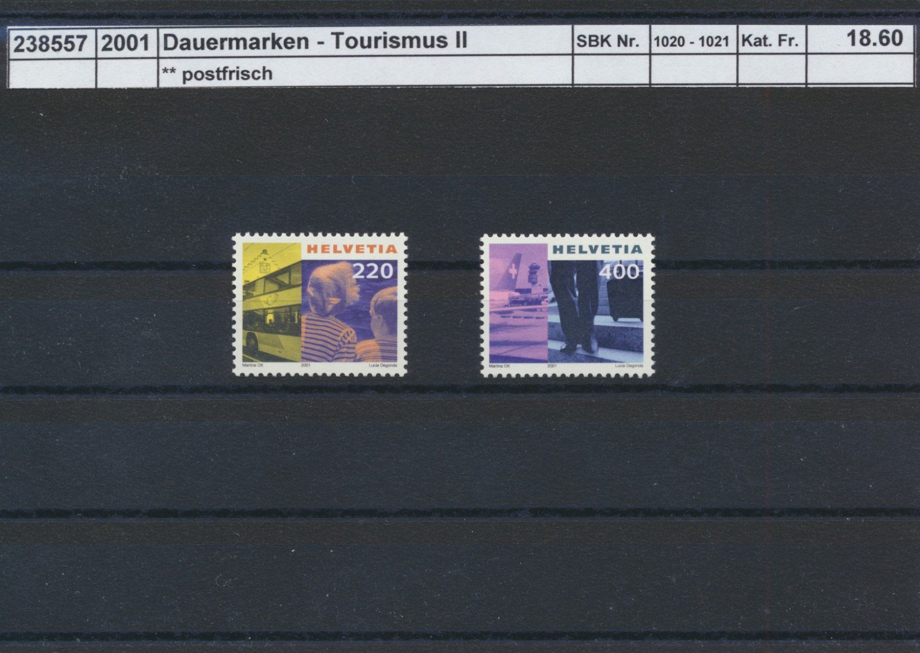 Tutti i francobolli: 2001 Dauermarken "Tourismus II", ** postfrisch – Nuovo (secondo la descrizione) da Winterthur venduto da Zupogeru