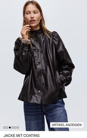H&M Damen Jacke mit Coating in Dunkelbraun