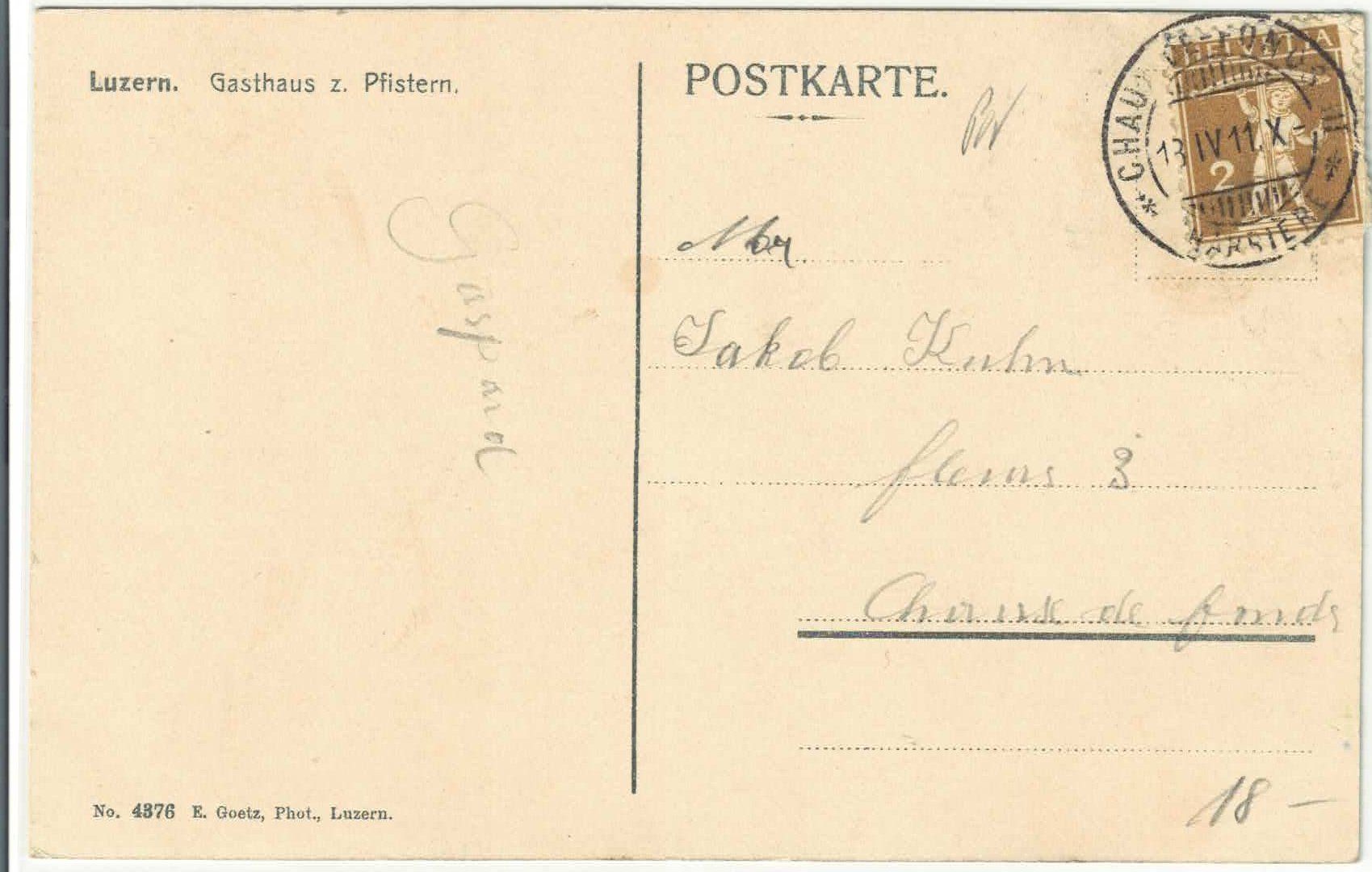 Cartoline postali: Luzern - Gasthaus zu Pfistern - Litho – Usato da Ettingen venduto da Kartenplanet 1