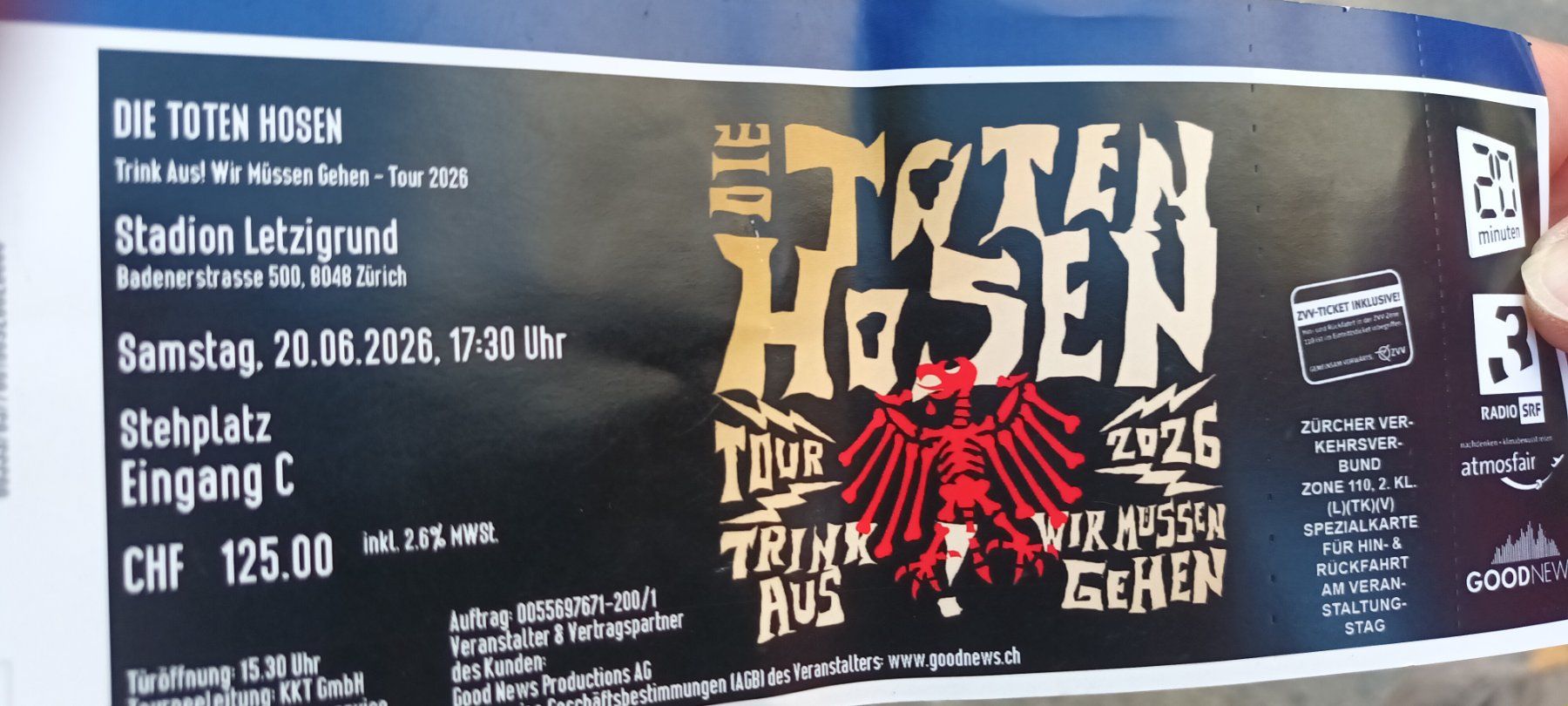 Biglietti: Toten Hosen – Nuovo (secondo la descrizione) da Aarburg venduto da Cobuno