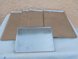 Patisserie Platten Edelstahl 4Sück 42x30cm / 1Stück 28x21cm