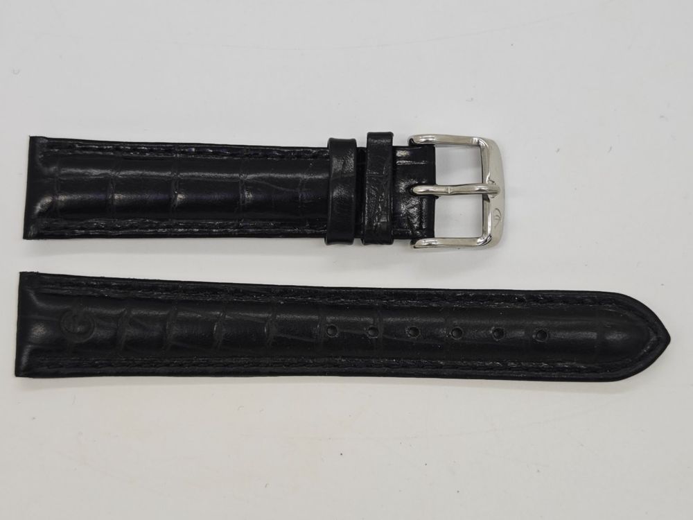 Lot De 7 Bracelets De Montre En Cuir Box Calf Noir 16 Mm - Occasion En Parfait état