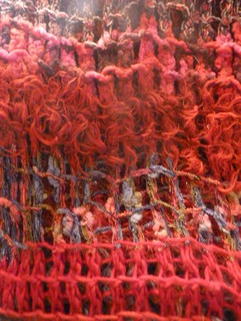 Handgestrickter Schal grobmaschig, rostrot-bunt, 35x180cm