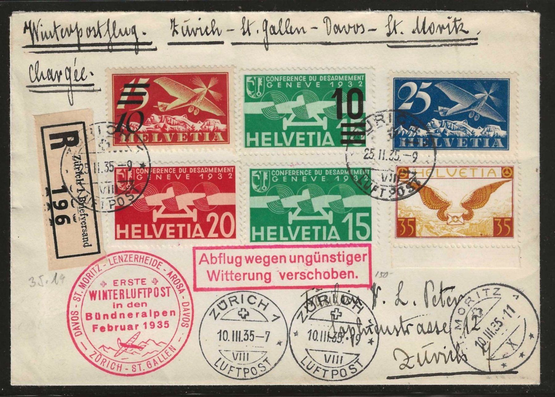 Tutti i francobolli: 1935 : attraktiv frankierter Flugpost Brief – Usato da Gümligen venduto da Geniusbuy