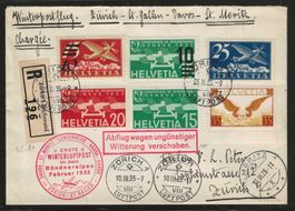1935 : attraktiv frankierter Flugpost Brief