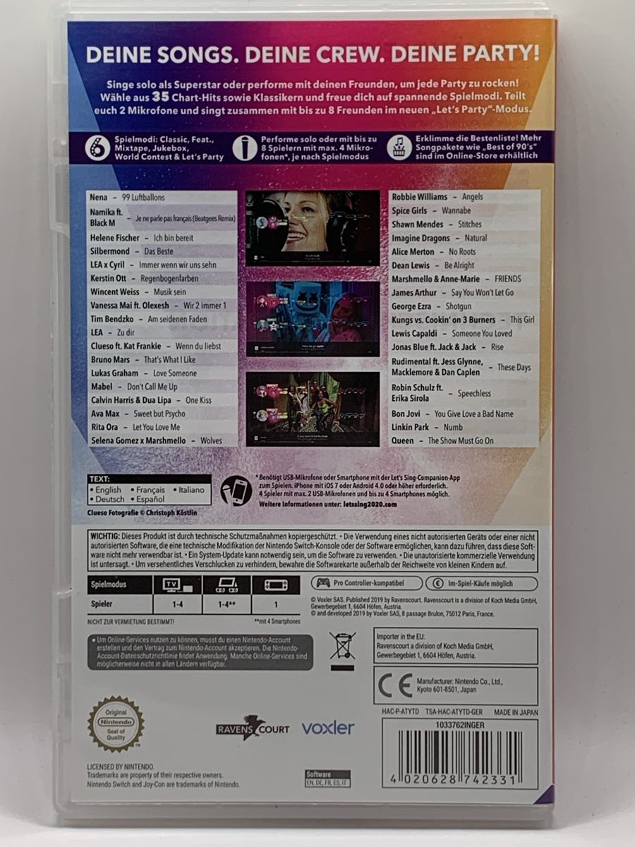 Nintendo Giochi: Nintendo Switch - Let's Sing 2020 Deutsche Hits – Usato da Ostermundigen venduto da RG-Collector 1