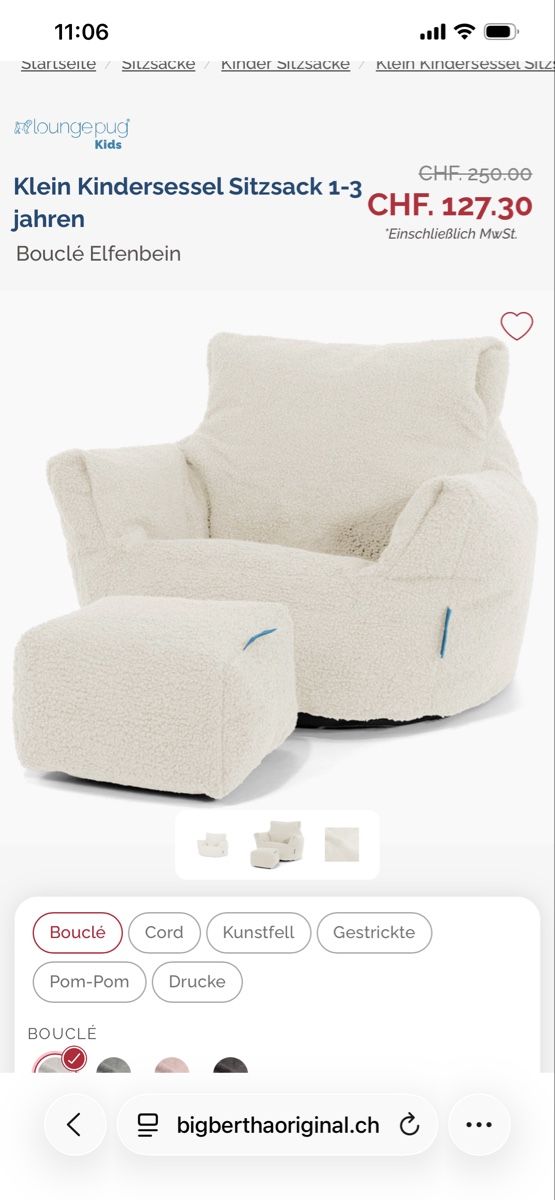 Poltrone: Kindersessel Boucle weiss – Usato da Au ZH venduto da Ilamei 2