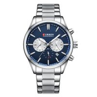⌚ Herrenuhr Business Uhr Blau Silber Quarz Edelstahl NEU