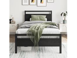Metallbett 90x200 mit Lattenrost, Bettgestell, Bett schwarz