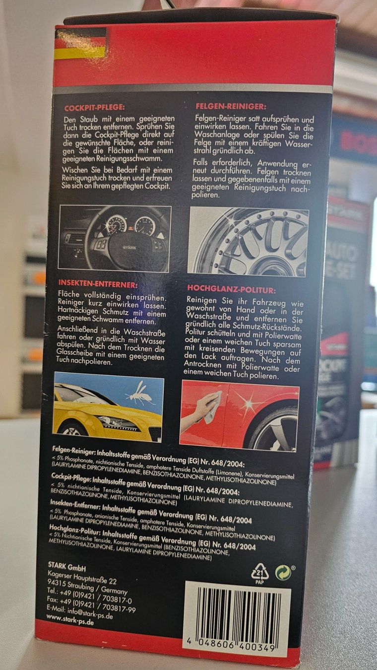 Prodotti per la cura: STARK 4-teiliges Auto Pflege-Set – Nuovo e nell'imballaggio originale da Jegenstorf venduto da Bracher_Store 1
