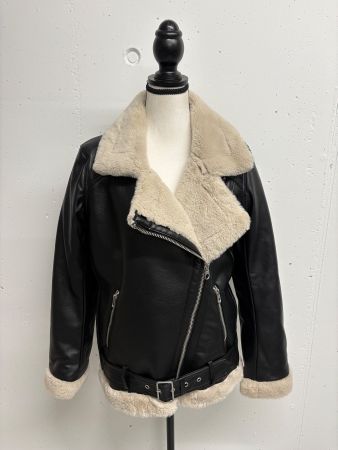 Bikerjacke Kunstleder Teddyfell Gr. XS Divided Winterjacke
