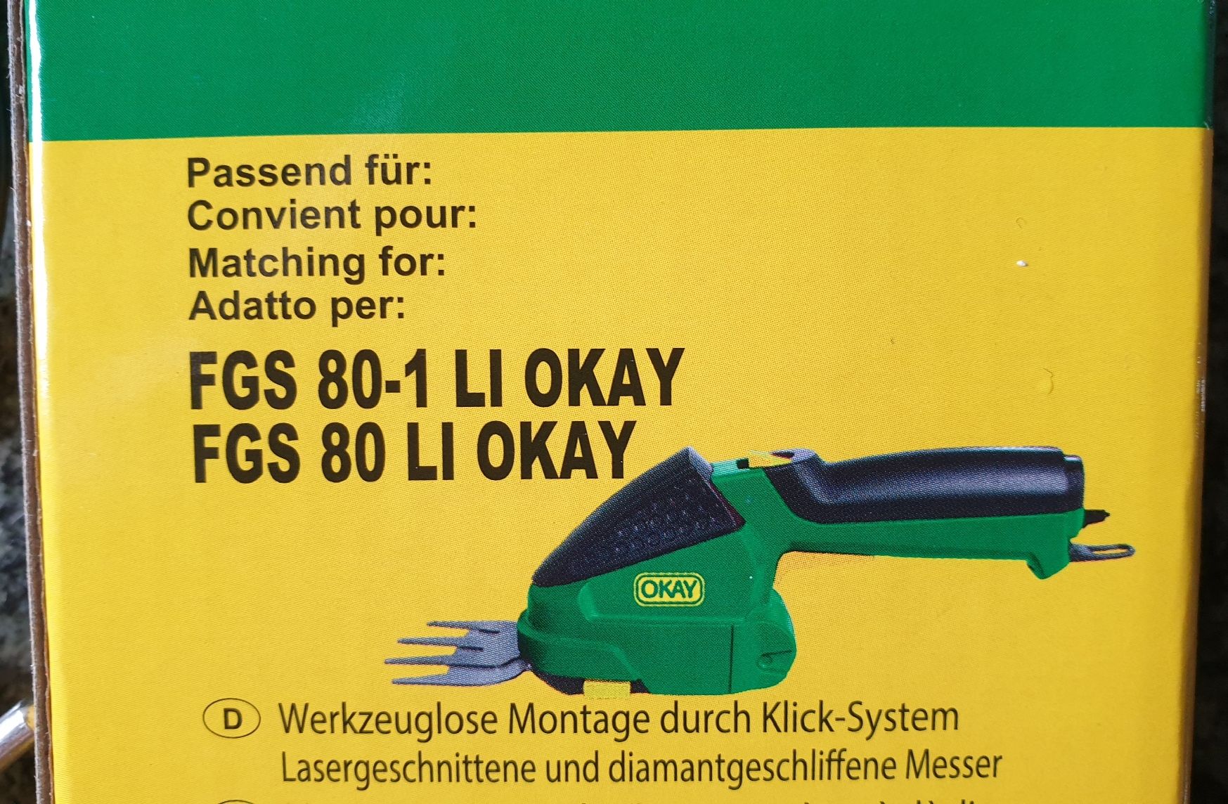 Tutti gli attrezzi: GRASSCHERENMESSER + AKKULADEGERÄT OKAY – Nuovo e nell'imballaggio originale da Wengi b. Büren venduto da Ot1000 2