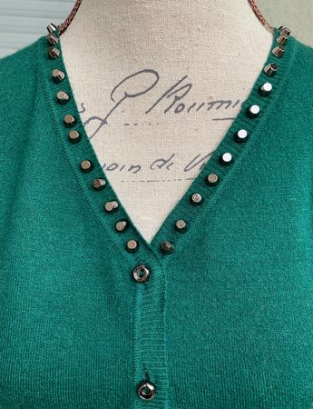 Superbe jaquette tricot 45%laine 10%cachemire clous t.S