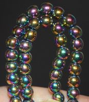 Stein Perlen Strang L-7476– Regenbogen Hämatit plattiert 4mm