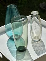 3er Set/Einzeln Mid-Century Glasvasen