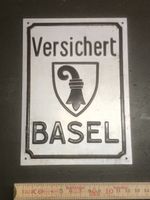 Versichert Basel - Originalschild aus den 1950er Jahren