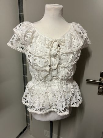 Verspielte Bluse, Baumwolle, Gr. 40, NP 69.-