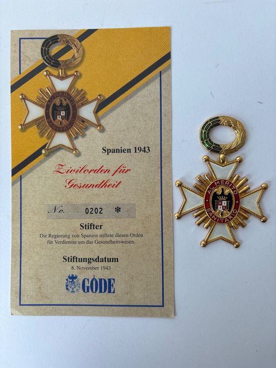 GÖDE Replika ORDEN Zivilorden für Gesundheit Spanien 1943 Kaufen auf