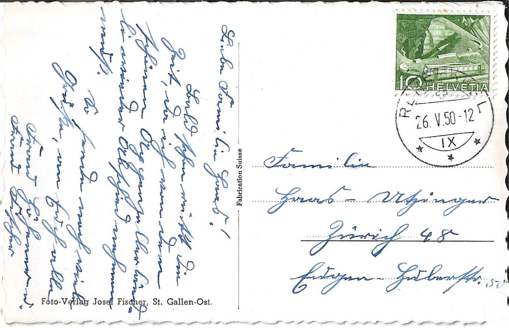 Cartoline postali: Karte Rehetobel 1950 – Usato da Zürich venduto da Philacat11 1