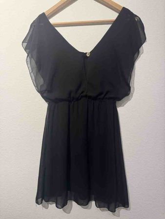 Damen Kleid schwarz Chiffon kurz