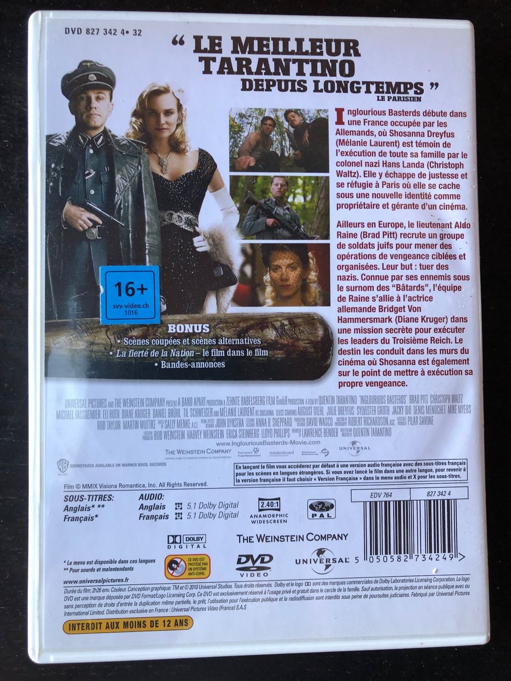 Tutti i DVDs: INGLOURIOUS BASTERDS (BRAD PITT) – Usato da St-Cierges venduto da Crisi53 1