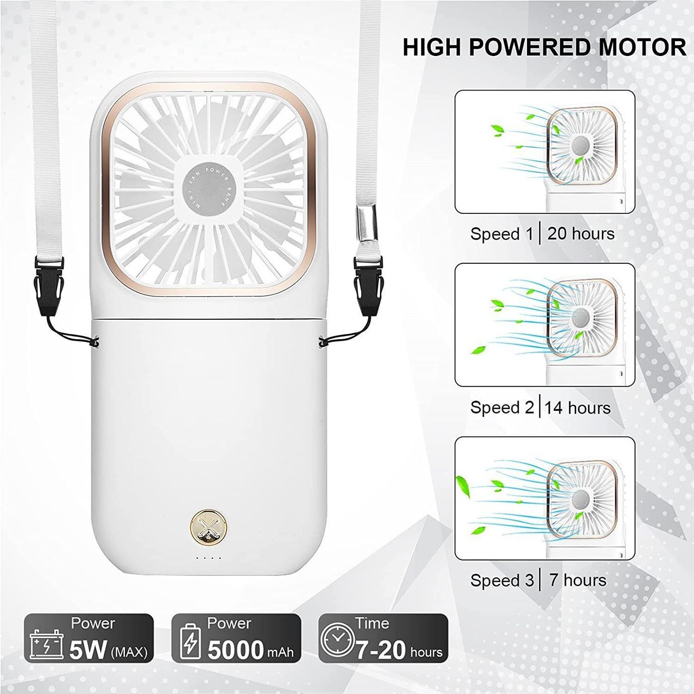 Ventilateurs: Mini ventilateur portable rechargeable blanc – Neuf avec emballage d'origine à Morges par All4nature 3