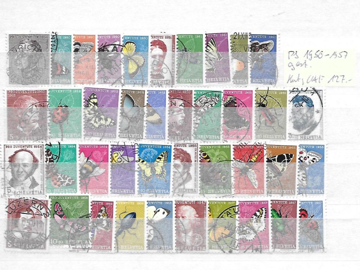 Tutti i francobolli: PJ 1950 - 1957 gest. Kat: CHF 127.- – Usato da Basel venduto da Ilp