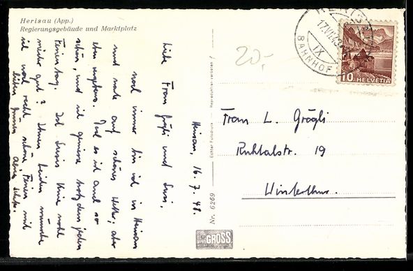 Cartoline postali: Herisau /App., Regierungsgebäude und Ma – Usato da Berlin venduto da bartko-reher 1
