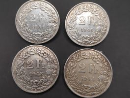 1941 / 1944 / 1945 / 1946 - 2 Franken - Silber