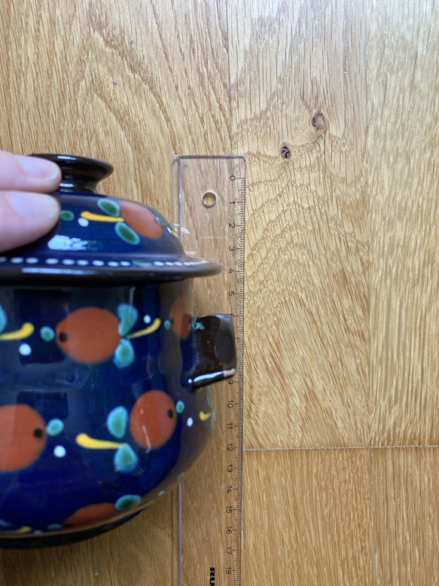 Pentole: Keramiktöpfli blau mit Äpfel Dekor – Usato da Burgdorf venduto da allesolivia 8