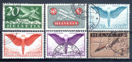 SECHS FLUGPOSTMARKEN SAUBER GESTEMPELT 1923/40 - EM466