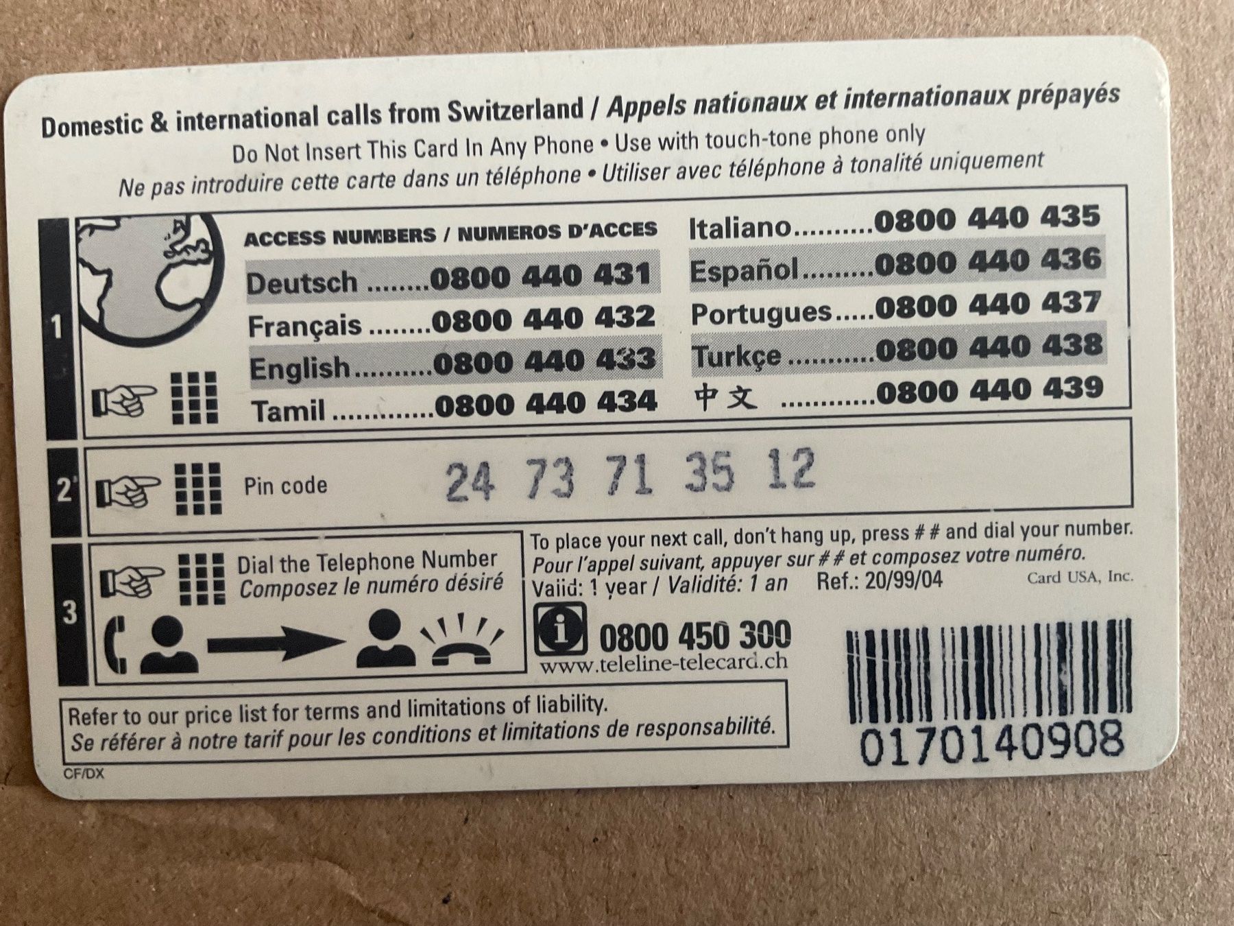 Telefon- & Taxkarten: Teleline Telefonkarte – Gebraucht aus Zürich von Tolima194 1