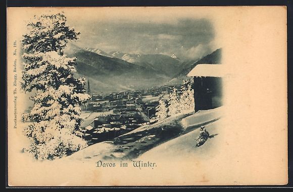Cartes postales: Davos, Ortsansicht mit Bergblick im Wint – D'occasion à Berlin par bartko-reher