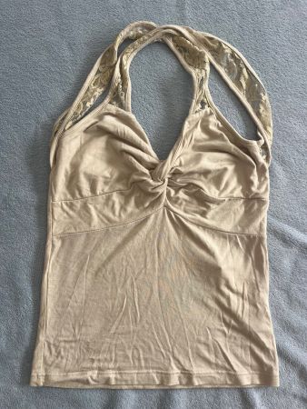 Vintage Workout Set Yoga Set Top + Hose beige Gr. M Viskose