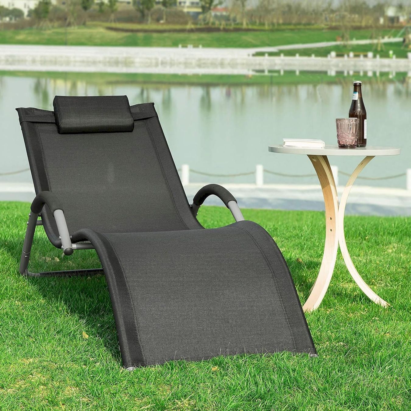 Sedie a sdraio & strandkorb: SoBuy Sonnenliege schwarz – Nuovo e nell'imballaggio originale da Bottighofen venduto da zaap 3