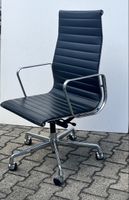 Vitra EA 119, Bürostuhl, Leder Schwarz, hoher Rücken, Rollen
