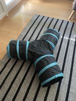 Tunnel pour chat ou petit chien noir bleu peu utilisé