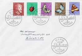PRO JUVENTUTE FDC SATZ 1952 SCHMETTERLINGE etc.