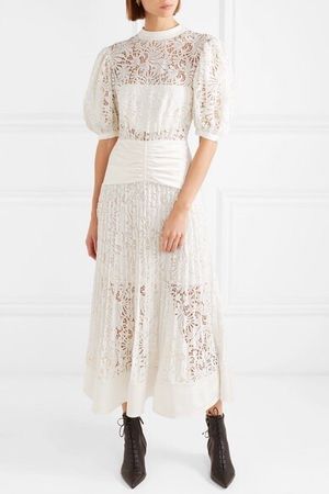 Self-Portait Floral Lace Midi Kleid Creme – Neu mit Etikett