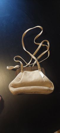 Sac à main vintage beige, anse bandoulière