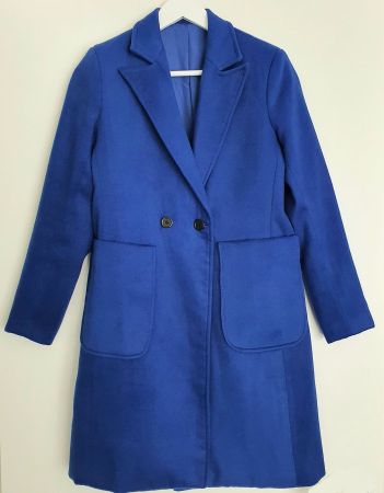 Mantel aus Wolle in Royalblau