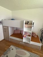 Etagenbett "Kombibett" mit Kleiderschrank + 2 Matratzen