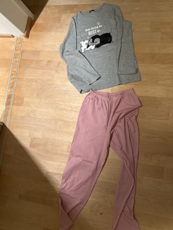 Pyjama lang Tezenis grau/rosa Grösse S
