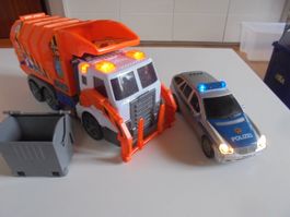 2 - DICKIE - FAHRZEUGE - MÜLLWAGEN - UND - POLIZEI - AUTO