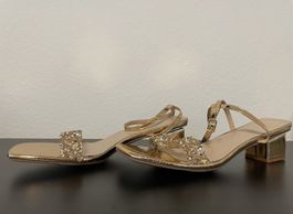 Goldene Sandaletten mit Strass Gr. 40/41