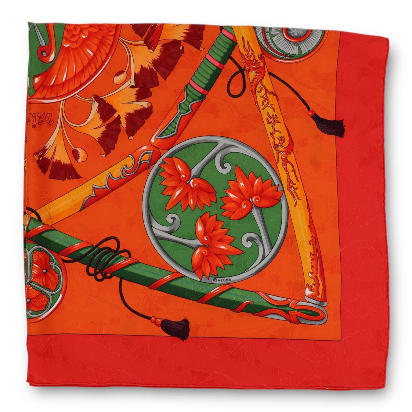 Hermès Foulard & Sciarpe: Hermès Carré "Daïmyo" orange – Usato da Binningen venduto da Designerlabels