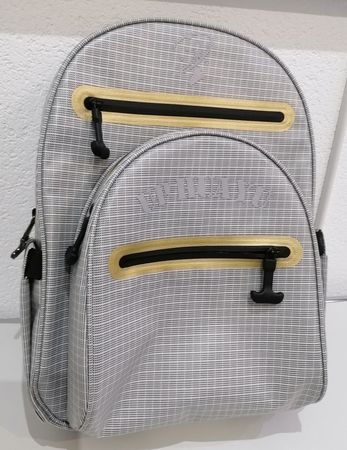 Rucksack grau/schwarz/gold, Rückenpolster, wasserfest, NEU