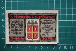 currency  germany nieheim westfahlen 50 fpennig 1922