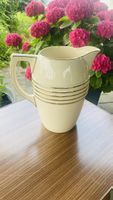 Elegante Vintage Keramikkanne  Waschkrug mit Goldrand - So